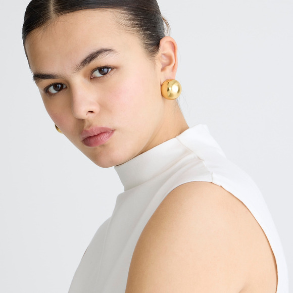 J.Crew Fitted Mockneck Preppy Tank top Stretch Cotton Blend White S - Picture 3 of 4